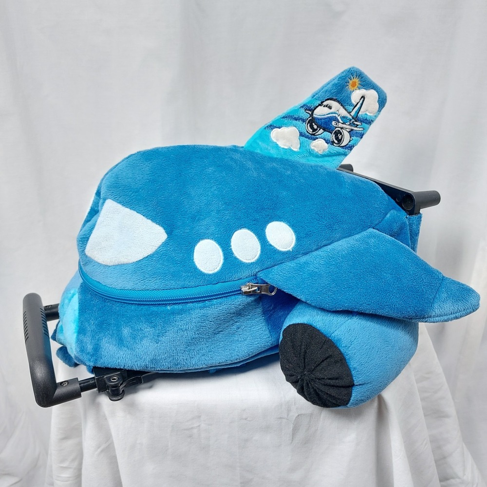 Boeing Airplane Kids Childs Rolling Carrying Case Backpack Retractable Handle